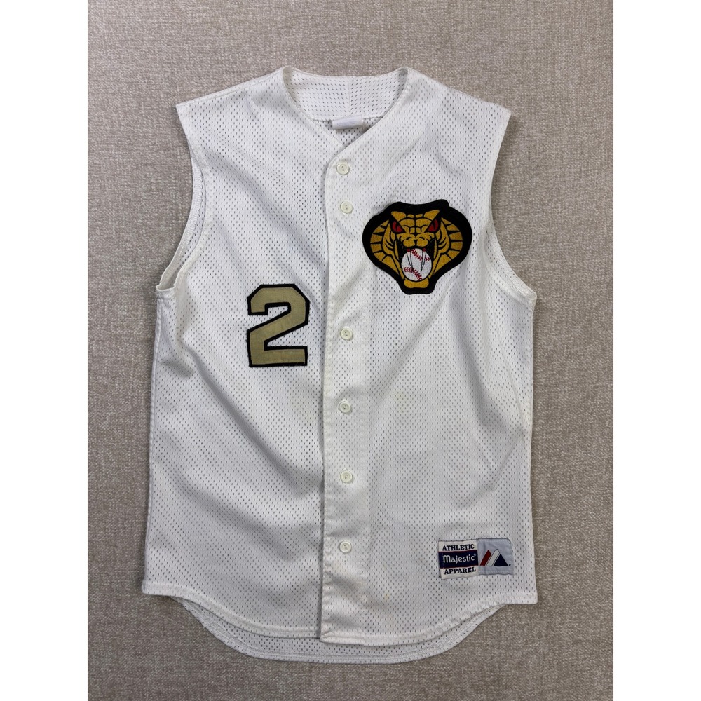 Vintage Majestic Athletic White Mesh Baseball Jersey Vest Cobra Patch Mens S